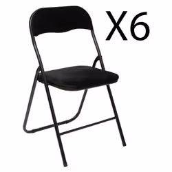 Chaise pliante en velours coloris noir. Pratique grâce à sa fonction pliante. Dimensions : Longueur 44 x Profondeur 48 x Haut ...