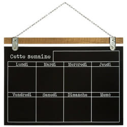 Semainier ardoise en pin et fer coloris noir - Longueur 68 x Profondeur 2 x Hauteur 49,50 cm Pegane