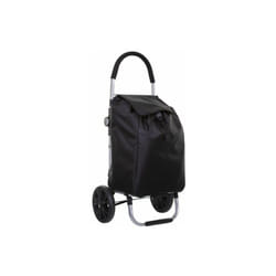 Chariot de course pliable à 2 roulettes avec sac coloris noir - Longueur 44,5 x Profondeur 37 x Hauteur 98 cm Pegane