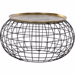 Table d'appoint ronde en aluminium coloris doré et noir. Facile à installer. Dimensions : diamètre 80 x hauteur 44 cm Matière ...