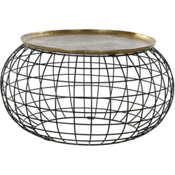 Table d'appoint ronde en aluminium coloris doré / noir - diamètre 80 x hauteur 44 cm Pegane