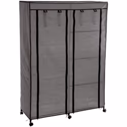 Armoire penderie double comprenant 3 étagères et une penderie. Structure et base métalliques. A monter soi-même. Dimensions : ...
