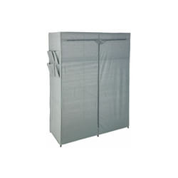 Pegane - Armoire de rangement avec 2 penderies et 2 étagères coloris gris anthracite - Longueur 110 x Profondeur 46 x Hauteur 155 cm
