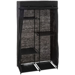 Pegane - Armoire penderie modulable en tissu coloris noir - Longueur 88 x Profondeur 46 x Hauteur 169 cm