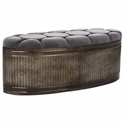 Banquette /coffre en métal coloris gris Dimensions : Longueur 117 x Profondeur 42 x Hauteur 47 cm Matière : Métal / Polyester ...