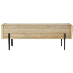 Banquette en bois coloris naturel et pieds en métal - Longueur 120 x Profondeur 40 x Hauteur 43 cm Pegane