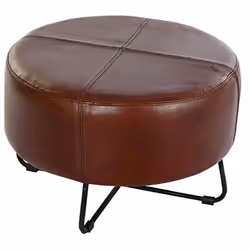 Repose-pieds en cuir coloris marron avec pieds en métal noir Dimensions : Longueur 55 x Profondeur 55 x Hauteur 37 cm Matière ...