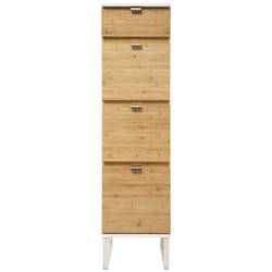 Chiffonnier avec 3 tiroirs coloris bois naturel et blanc - longueur 33 x Profondeur 33 x Hauteur 130,5 cm -PEGANE-