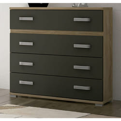 Commode buffet meuble de rangement coloris chêne cambrian/graphite - Longueur 89 x Profondeur 39.6 x Hauteur 89.6 cm Pegane