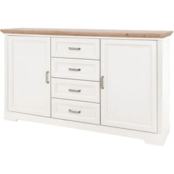 Commode, meuble de rangement en mdf coloris Pin blanchi / chêne artisan - Longueur 165 x Hauteur 88 x profondeur 41 cm Pegane