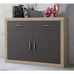 Buffet, meuble de rangement conçu en panneaux de particules mélaminés. Equipé de 2 tiroirs et 2 portes. Dimensions : Longueur ...
