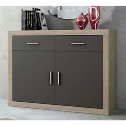 Buffet, meuble de rangement coloris chêne cambrian, graphite - Longueur 120 x profondeur 41,4 x hauteur 90,2 cm Pegane