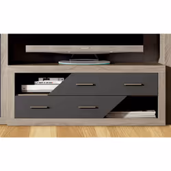 Meuble TV doté de 2 tiroirs coloris chêne cambrian et graphite, conçu en panneau de particules mélaminés. Dimensions : Longue ...