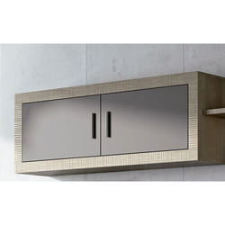 Pegane - Meuble haut 2 portes coloris chêne cambrian, graphite - Longueur 130 x profondeur 27,9 x hauteur 46 cm