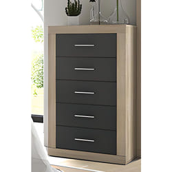 Chiffonnier, meuble de rangement coloris chêne cambrian, graphite - Longueur 60 x Profondeur 39,60 x Hauteur 106,5 cm Pegane