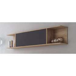 Etagère murale coloris chêne cambrian, graphite- Longueur 160 x Profondeur 27.8 x Hauteur 35.2 cm Pegane