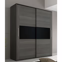 Armoire, placard garde-robe, fabriquée en panneau de particule mélaminé, dotée de 2 portes coulissantes. Comprend 2 étagères  ...