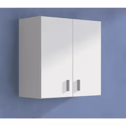 Meuble haut de cuisine avec 2 portes, coloris Blanc ; en panneaux de particules mélaminés. Dimensions : Longueur 60 x profond ...