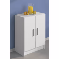 Meuble bas de cuisine avec 2 portes coloris Blanc ; en panneaux de particules mélaminés. Dimensions : Longueur 60 x profondeu ...