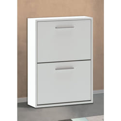 Meuble à chaussures 2 portes coloris blanc - Longueur 54 x profondeur 18 x hauteur 73 cm Pegane