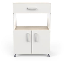 Desserte micro-ondes pour cuisine coloris chêne kronberg, blanc mat - Longueur 59,6 x Hauteur 88,3 x Profondeur 41,2cm Pegane