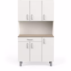Buffet de cuisine équipé de 6 portes et 1 tiroir, en panneaux de particules épaisseur 15 mm mélamine décor chêne kronberg et  ...