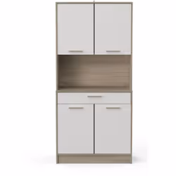 Buffet de cuisine équipée de 4 portes, 1 tiroir et 1 niche, conçu en panneaux de particules épaisseur 15mm mélamine décor chê ...