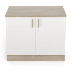 Meuble bas de cuisine coloris chêne kronberg, blanc - Longueur 100 x Hauteur 85 x Profondeur 60 cm Pegane