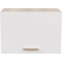 Meuble pour hotte coloris chêne kronberg, blanc, équipé d'une porte abattante, en panneaux de particules épaisseur 16mm. Poig ...