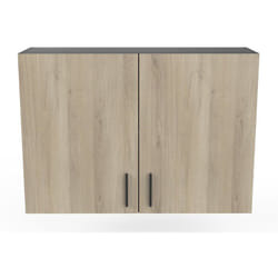 Meuble haut de cuisine coloris chêne kronberg, noir mat - Longueur 100 x Hauteur 70 x Profondeur 30 cm Pegane