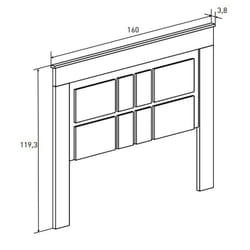 Pegane - Tête de lit avec pieds coloris chêne vieilli - Longueur 160 x profondeur 3,8 x hauteur 119,3 cm