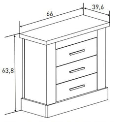 Table de nuit/ table de chevet coloris chêne cambrian, blanc - Longueur 66 x profondeur 39,6 x hauteur 63,8 cm Pegane