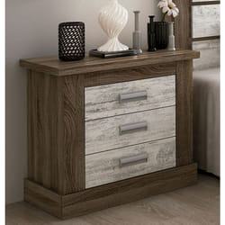 Table de chevet, table de nuit coloris Chêne truffé,blanc vieilli - Longueur 66 x Profondeur 39,60 x Hauteur 63,8 cm Pegane