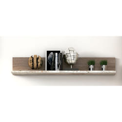 Etagère murale coloris Chêne truffé, blanc vieilli - Longueur 118,40 x profondeur 21,50 x hauteur 20 cm -PEGANE-