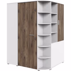 Armoire dressing placard, meuble de rangement Blanc, rechampis imitation chêne Flagstaff; ce meuble offrira beaucoup d'espace ...