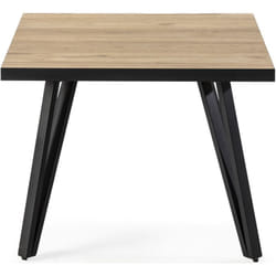 Table basse carrée de salon en mélamine naturel avec pieds en métal laqué noir - Longueur 60 x Profondeur 60 x Hauteur 45 cm Pegane