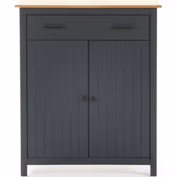 Meuble de rangement d'appoint avec une structure en pin massif bleu et plateau ciré couleur chêne. S'accorde avec de nombreux ...