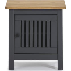 Table de chevet, table de nuit en bois de pin massif décor ciré gris anthracite - Longueur 46 x Profondeur 35 x Hauteur 49.5 cm Pegane