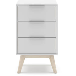 Table de chevet, table de nuit en pin et mdf coloris blanc - Longueur 40 x Profondeur 35 x Hauteur 65,50 cm Pegane