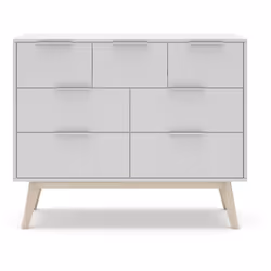 Commode, meuble de rangement en pin et MDF équipée de 7 tiroirs coloris blanc. Ce meuble garantira un rangement optimal. Dime ...
