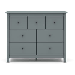 Commode, meuble de rangement en pin avec 7 tiroirs coloris Vert kaki - Longueur 100 x Profondeur 40 x Hauteur 80 cm Pegane