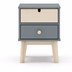 Table de chevet, table de nuit en MDF et pin coloris vert kaki, blanc; équipée de 2 tiroirs. Dimensions : Longueur 40 x Profo ...