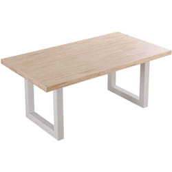 Table à manger rectangulaire en bois de chêne avec pieds en métal blanc - Longueur 180 x Profondeur 100 x Hauteur 76 cm Pegane