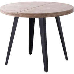 Table à manger ronde extensible en bois de chêne miel avec pieds en métal noir-Longueur 140-180 x Profondeur 100 x Hauteur 76 cm Pegane