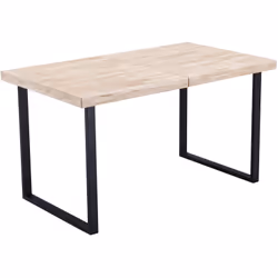 Table de salle à manger extensible munie de rallonge qui se caractérise par la pureté de ses lignes et un plateau en bois de  ...