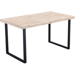 Table à manger rectangulaire extensible en bois de chêne avec pieds en métal - Longueur 140-180 x Profondeur 80 x Hauteur 76 cm -PEGANE-