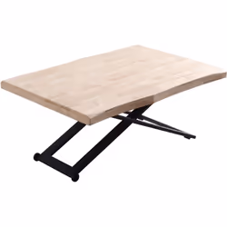 Table basse relevable au moyen d'un cylindre à gaz actionné par une poignée avec des roulettes latérales pour un déplacement ...