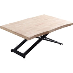 Table basse relevable de salon en bois de chêne naturel avec pieds en métal noir Longueur 120 x Profondeur 80 x Hauteur 49-76 cm Pegane