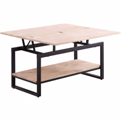 Description générale Table basse moderne et fonctionnelle, équipée d'une étagère de rangement inférieure et d'un plateau rele ...