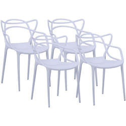Lot de 4 chaise forme papillon en polypropylène coloris blanc - Longueur 55 x Profondeur 55 x Hauteur 83 cm Pegane